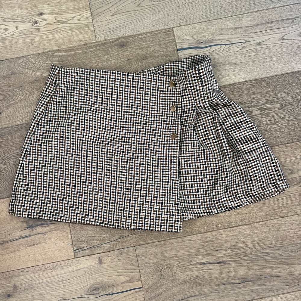 Zara Houndstooth Skort in Brown and Black
